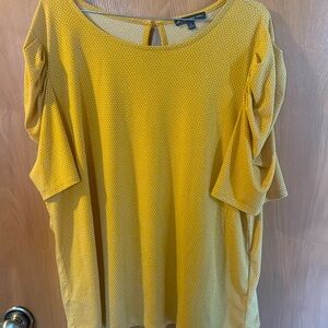 Mustard white dot ladies blouse xl